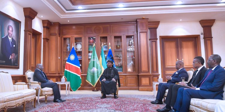 Sipapela Cletius Sipapela de la République de Namibie avec le Président de la République / D.R