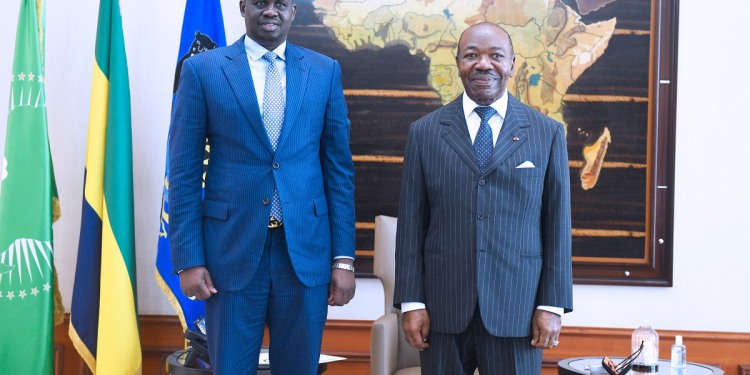 Ali Bongo Ondimba et l'envoyé spécial de Salva Kiir le 16 mai 2022 à Libreville. / DR