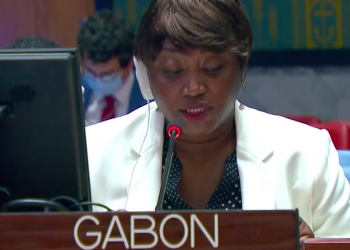 La Représente adjointe du Gabon aux Nations unies, Lilly Stella Ngyema Ndong, a fait un briefing sur la situation exacte au Proche-Orient en mettant l'accent sur la fragmentation territoriale de la Cisjordanie. © D.R.